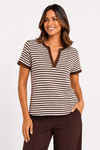 BLUSA TRICOT LISTRA FINA CHOCOLATE